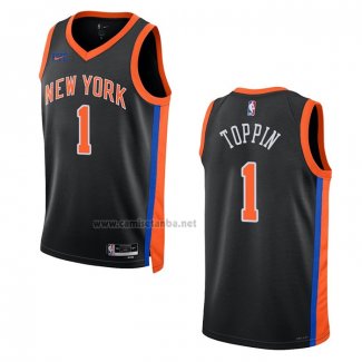 Camiseta New York Knicks Obi Toppin #1 Ciudad 2022-23 Negro