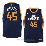 Camiseta Nino Utah Jazz Donovan Mitchell #45 Icon 2017-18 Azul