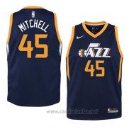 Camiseta Nino Utah Jazz Donovan Mitchell #45 Icon 2017-18 Azul