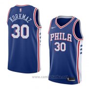 Camiseta Philadelphia 76ers Furkan Korkmaz #30 Icon 2018 Azul