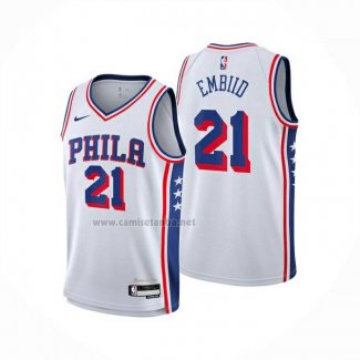 Camiseta Philadelphia 76ers Joel Embiid NO 21 Association 2024-25 Blanco