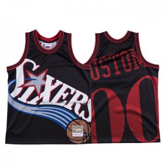 Camiseta Philadelphia 76ers Personalizada Mitchell & Ness Big Face Negro