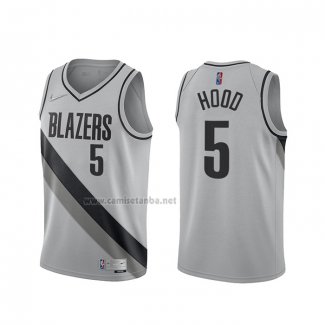 Camiseta Portland Trail Blazers Rodney Hood #5 Earned 2020-21 Gris