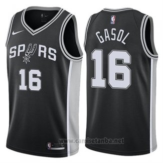 Camiseta San Antonio Spurs Pau Gasol #16 Icon 2017-18 Negro