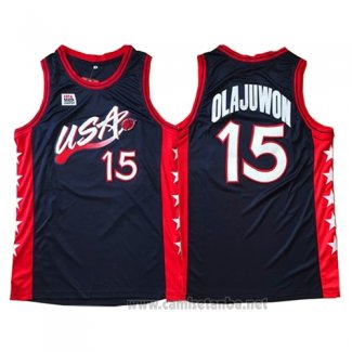 Camiseta USA 1996 Hakeem Olajuwon #15 Negro