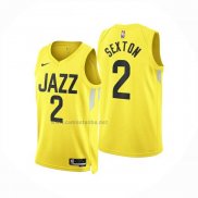 Camiseta Utah Jazz Colin Sexton NO 2 Icon 2024-25 Amarillo