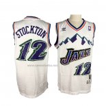 Camiseta Utah Jazz John Stockton #12 Retro Blanco2