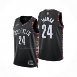 Camiseta Brooklyn Nets Cameron Thomas NO 24 Ciudad 2025-26 Negro