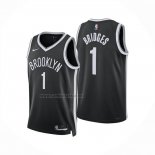 Camiseta Brooklyn Nets Mikal Bridges NO 1 Icon 2025-26 Negro