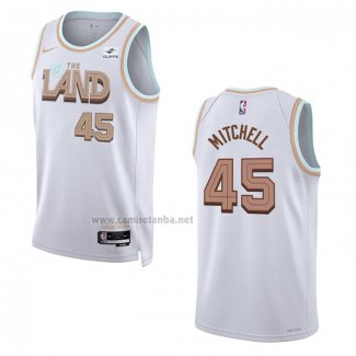 Camiseta Cleveland Cavaliers Donovan Mitchell #45 Ciudad 2022-23 Blanco