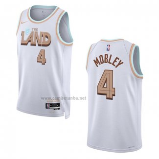 Camiseta Cleveland Cavaliers Evan Mobley #4 Ciudad 2022-23 Blanco