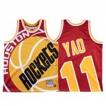 Camiseta Houston Rockets Yao Ming #11 Mitchell & Ness Big Face Rojo