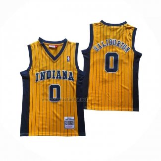 Camiseta Indiana Pacers Tyrese Haliburton NO 0 Mitchell & Ness 2020-21 Amarillo