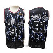 Camiseta Lightning Chicago Bulls Dennis Rodman #91 Negro