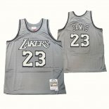 Camiseta Los Angeles Lakers Lebron James #23 Mitchell & Ness 1996-97 Gris