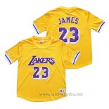 Camiseta Manga Corta Los Angeles Lakers Lebron James #23 Amarillo