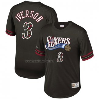 Camiseta Manga Corta Philadelphia 76ers Allen Iverson #3 Negro2