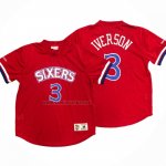 Camiseta Manga Corta Philadelphia 76ers Allen Iverson #3 Rojo