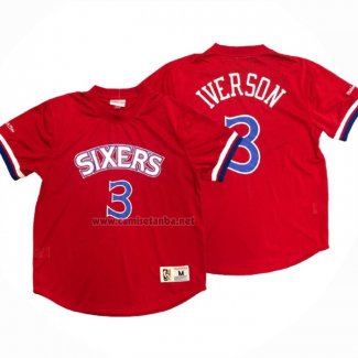 Camiseta Manga Corta Philadelphia 76ers Allen Iverson #3 Rojo