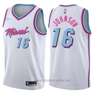 Camiseta Miami Heat James Johnson #16 Ciudad 2017-18 Blanco