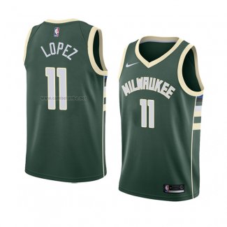 Camiseta Milwaukee Bucks Brook Lopez #11 Icon 2018 Verde