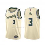 Camiseta Milwaukee Bucks George Hill #3 Ciudad 2019-20 Crema