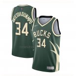 Camiseta Milwaukee Bucks Giannis Antetokounmpo #34 Earned 2020-21 Verde