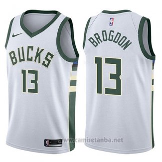 Camiseta Milwaukee Bucks Malcolm Brogdon #13 Swingman Association 2017-18 Blanco