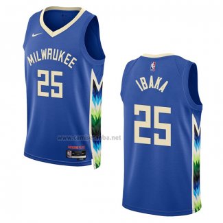 Camiseta Milwaukee Bucks Serge Ibaka #25 Ciudad 2022-23 Azul