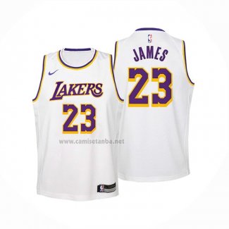 Camiseta Nino Los Angeles Lakers LeBron James #23 Association 2022-23 Blanco