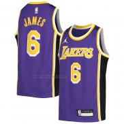 Camiseta Nino Los Angeles Lakers LeBron James #6 Statement Violeta