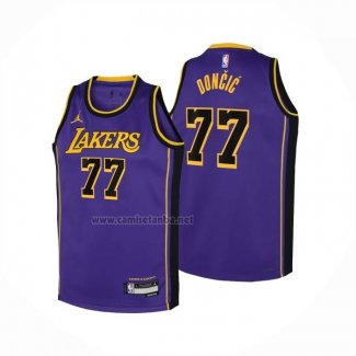 Camiseta Nino Los Angeles Lakers Luka Doncic NO 77 Statement 2024 Violeta