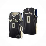 Camiseta Nino Milwaukee Bucks Damian Lillard NO 0 Statement 2022-23 Negro