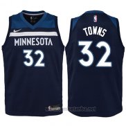 Camiseta Nino Minnesota Timberwolves Karl-Anthony Towns #32 2017-18 Azul