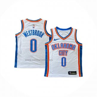 Camiseta Nino Oklahoma City Thunder Russell Westbrook #0 Association 2024-25 Blanco