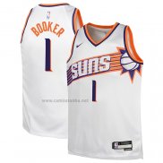 Camiseta Nino Phoenix Suns Devin Booker NO 1 Association 2023-24 Blanco
