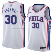 Camiseta Philadelphia 76ers Furkan Korkmaz #30 Association 2018 Blanco