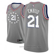 Camiseta Philadelphia 76ers Joel Embiid #21 Ciudad 2018-19 Gris