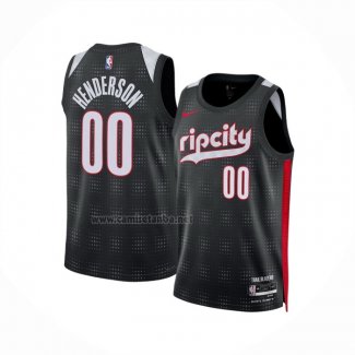 Camiseta Portland Trail Blazers Jordan Henderson #00 Ciudad 2024-25 Negro