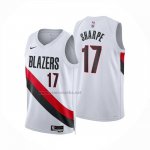Camiseta Portland Trail Blazers Shaedon Sharpe NO 17 Association 2025-26 Blanco  Camiseta Portland Trail Blazers Shaedon Sharpe NO 17 Association 2025-26 Blanco