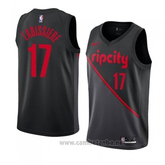 Camiseta Portland Trail Blazers Skal Labissiere #17 Ciudad 2019 Negro