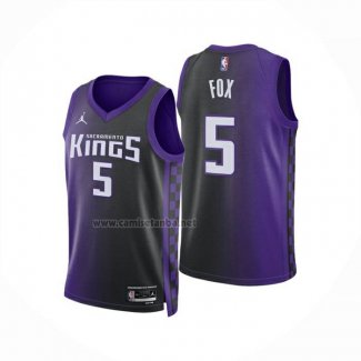 Camiseta Sacramento Kings DeAaron Fox NO 5 Statement 2024-25 Violeta