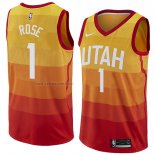 Camiseta Utah Jazz Derrick Rose #1 Ciudad 2018 Amarillo