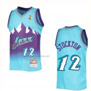 Camiseta Utah Jazz John Stockton #12 Mitchell & Ness 1996-97 Azul