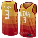 Camiseta Utah Jazz Ricky Rubio #3 Ciudad 2017-18 Naranja