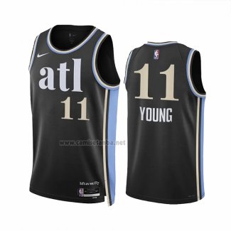 Camiseta Atlanta Hawks Trae Young #11 Ciudad 2023-24 Negro