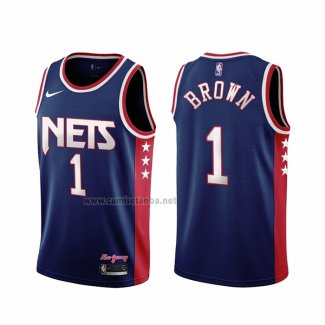 Camiseta Brooklyn Nets Bruce Brown #1 Ciudad 2021-22 Azul