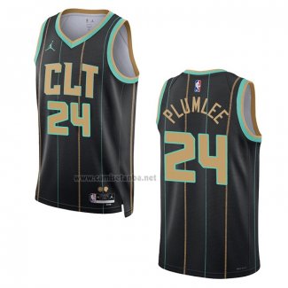 Camiseta Charlotte Hornets Mason Plumlee #24 Ciudad 2022-23 Negro