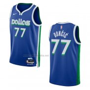 Camiseta Dallas Mavericks Luka Doncic #77 Ciudad 2022-23 Azul