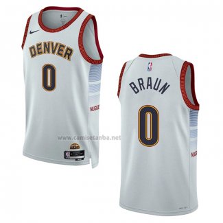 Camiseta Denver Nuggets Christian Braun #0 Ciudad 2022-23 Blanco